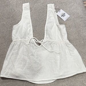 Princess Polly White Textured Tie-Back Tank Top
